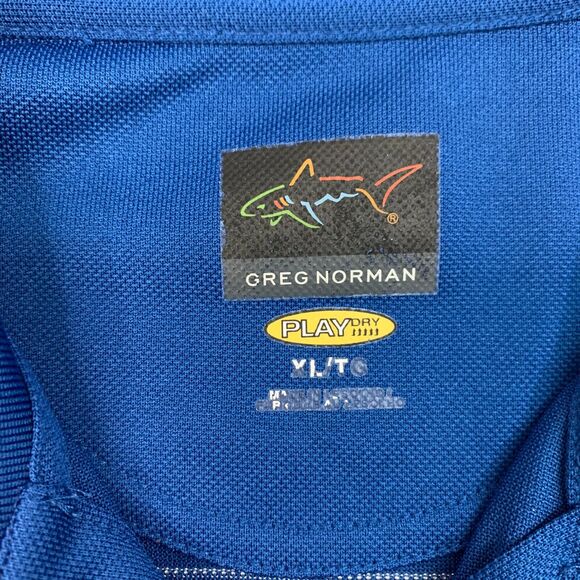 Greg Norman PlayDry Polo Shirt Mens XL Extra Large Blue Striped Performance Golf - Picture 5 of 12